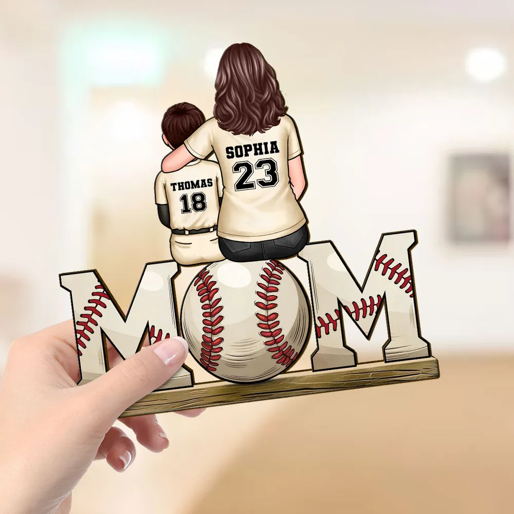 Mother and Son Baseball Moment – Personalized Wooden Plaque with Customizable Names and Numbers – Perfect Gift for Mom on Mother's Day - Image 7