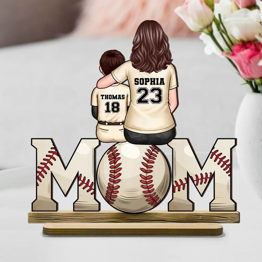Mother and Son Baseball Moment – Personalized Wooden Plaque with Customizable Names and Numbers – Perfect Gift for Mom on Mother's Day - Image 8