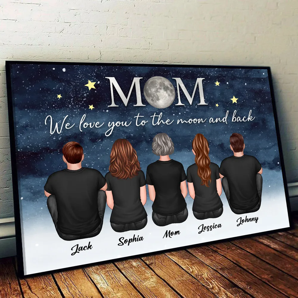 We Love You to the Moon and Back – Personalized Gift for Mom with Family Back View Design – Perfect for Mother’s Day or Family Day - Image 10