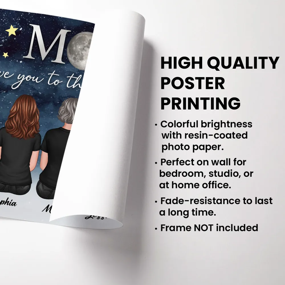We Love You to the Moon and Back – Personalized Gift for Mom with Family Back View Design – Perfect for Mother’s Day or Family Day - Image 8