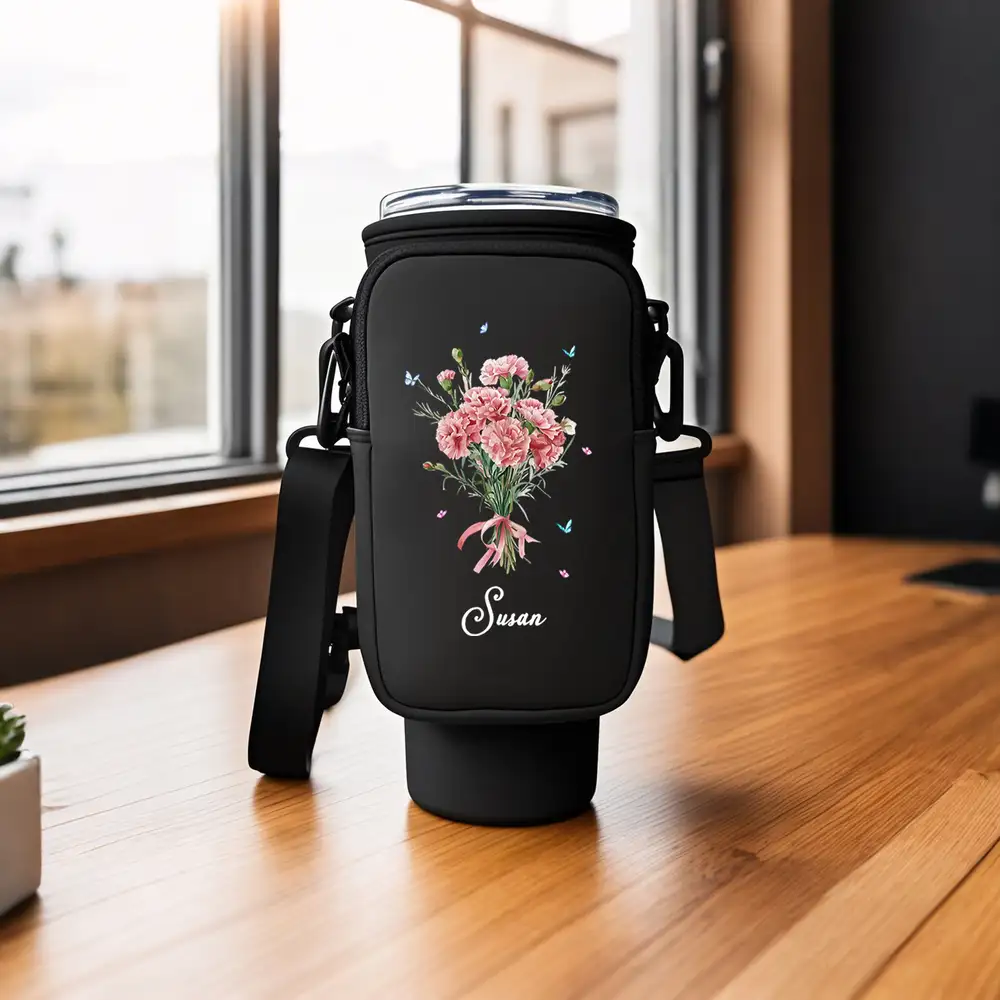 Custom Water Bottle Carrier Bag with Name - Unique Gift for Women - Image 2