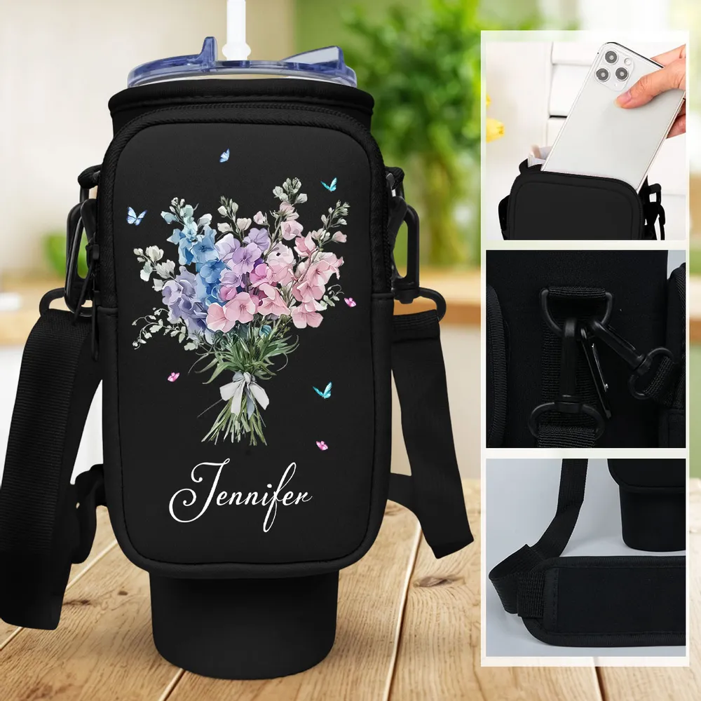 Custom Water Bottle Carrier Bag with Name - Unique Gift for Women - Image 9