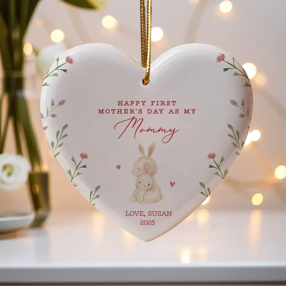 Happy First Mother’s Day as My Mommy – Personalized Ceramic Ornament, Gift for New Moms