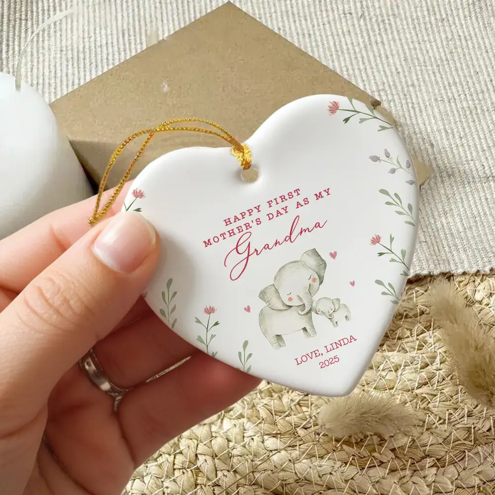 Happy First Mother’s Day as My Mommy – Personalized Ceramic Ornament, Gift for New Moms - Image 3