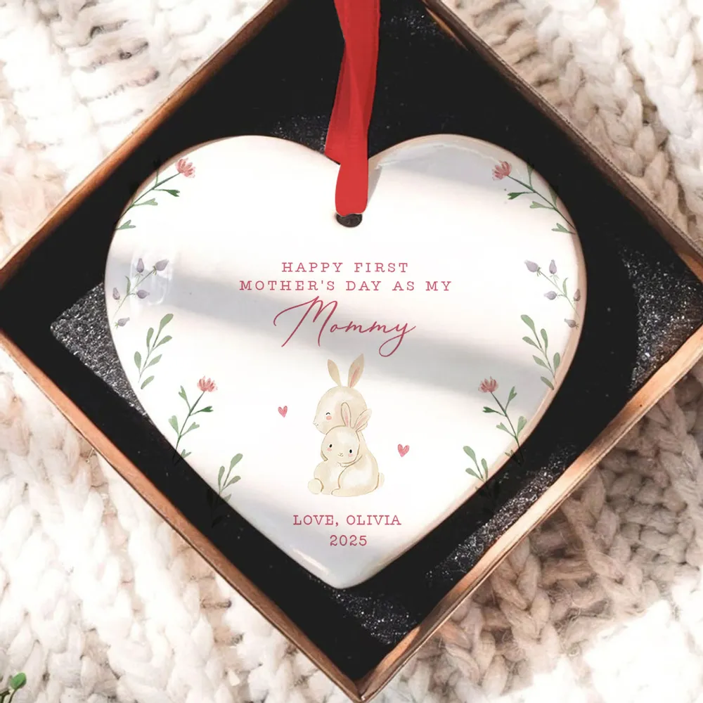 Happy First Mother’s Day as My Mommy – Personalized Ceramic Ornament, Gift for New Moms - Image 6