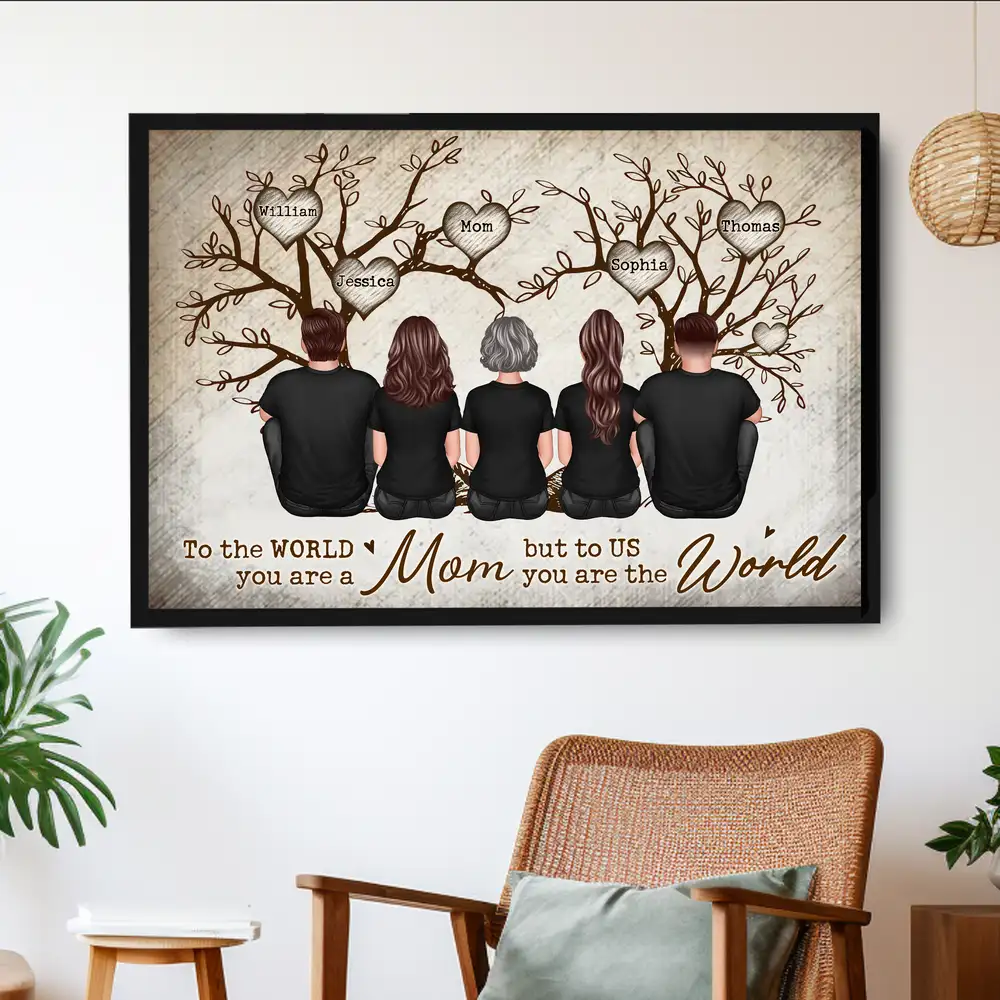 Personalized Family Hearts Poster - Custom Canvas Gift for Mom - Image 2