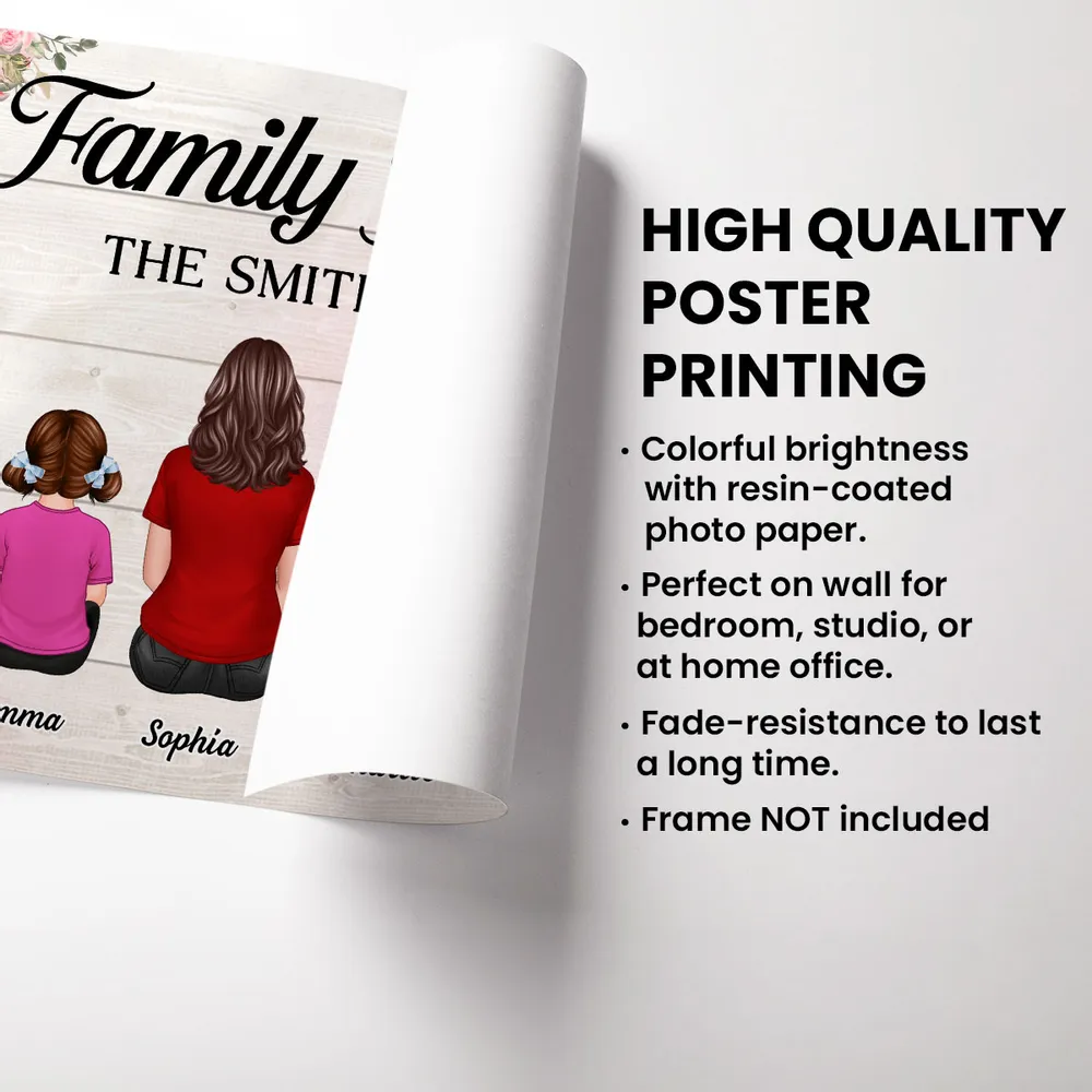 Family Forever Personalized Poster or Canvas – Back View Hug Scene with Pet and Kids, Thoughtful Gift for Family on Mother’s Day or Christmas - Image 4