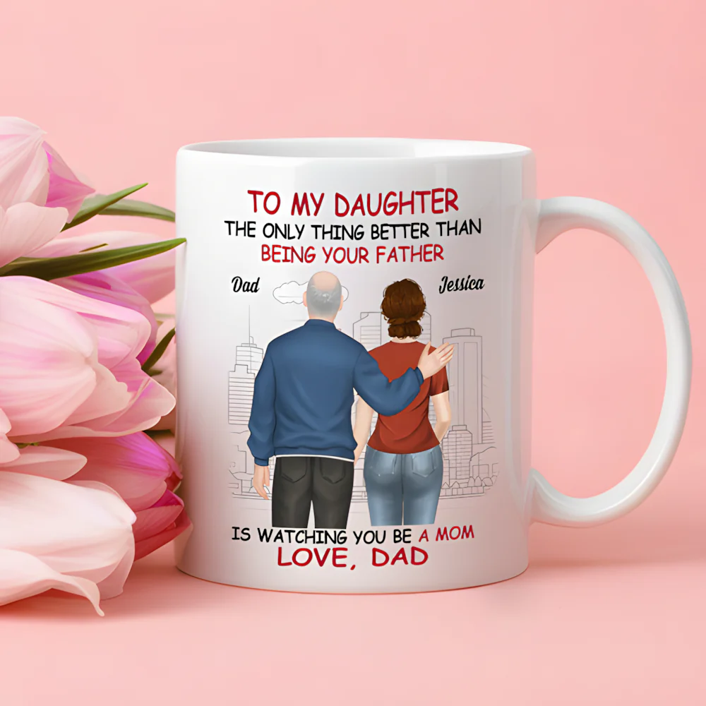 To My Daughter – Father or Mother & Daughter Back View Mug, Keychain, Canvas & More, A Heartfelt Gift from Dad or Mom for Mother’s Day or Birthday