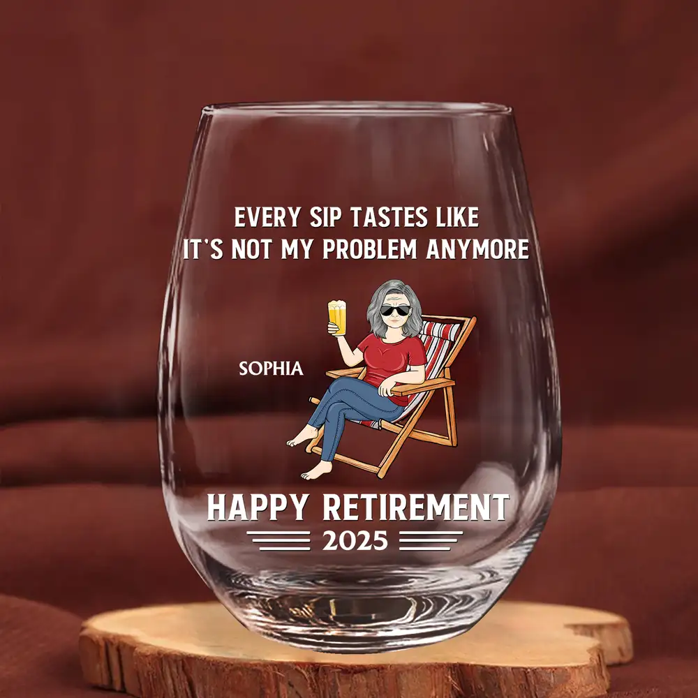 Personalized Retirement Wine Glass – Custom Gift for Retirees