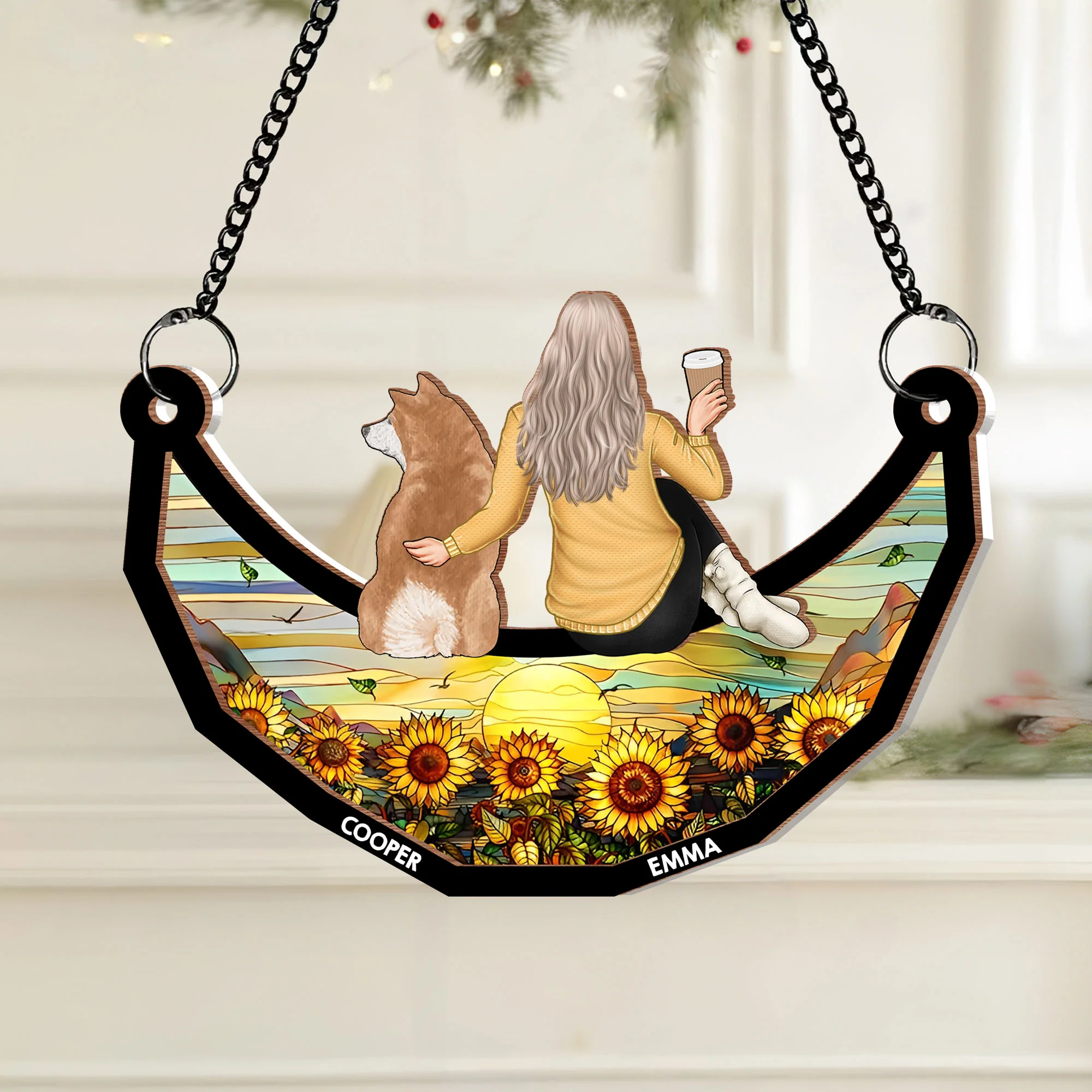 Personalized Pet and Owner Back View Ornament – Wood and Acrylic Combination for Unique Home Decor or Keepsake - Image 6