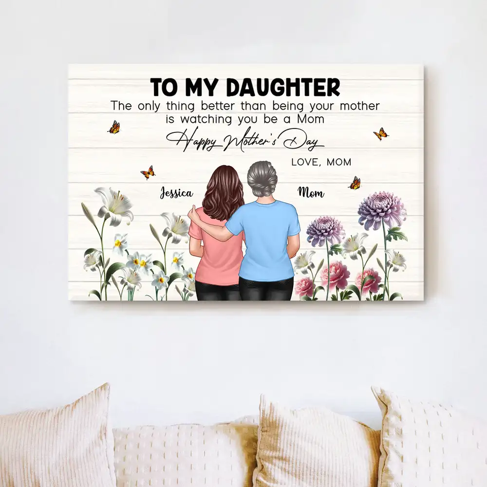 Personalized Mother’s Day Gift – To My Daughter From Mom, “Watching You Be a Mom” Poster with Birth Flower Design, Perfect Gift for Daughter - Image 4