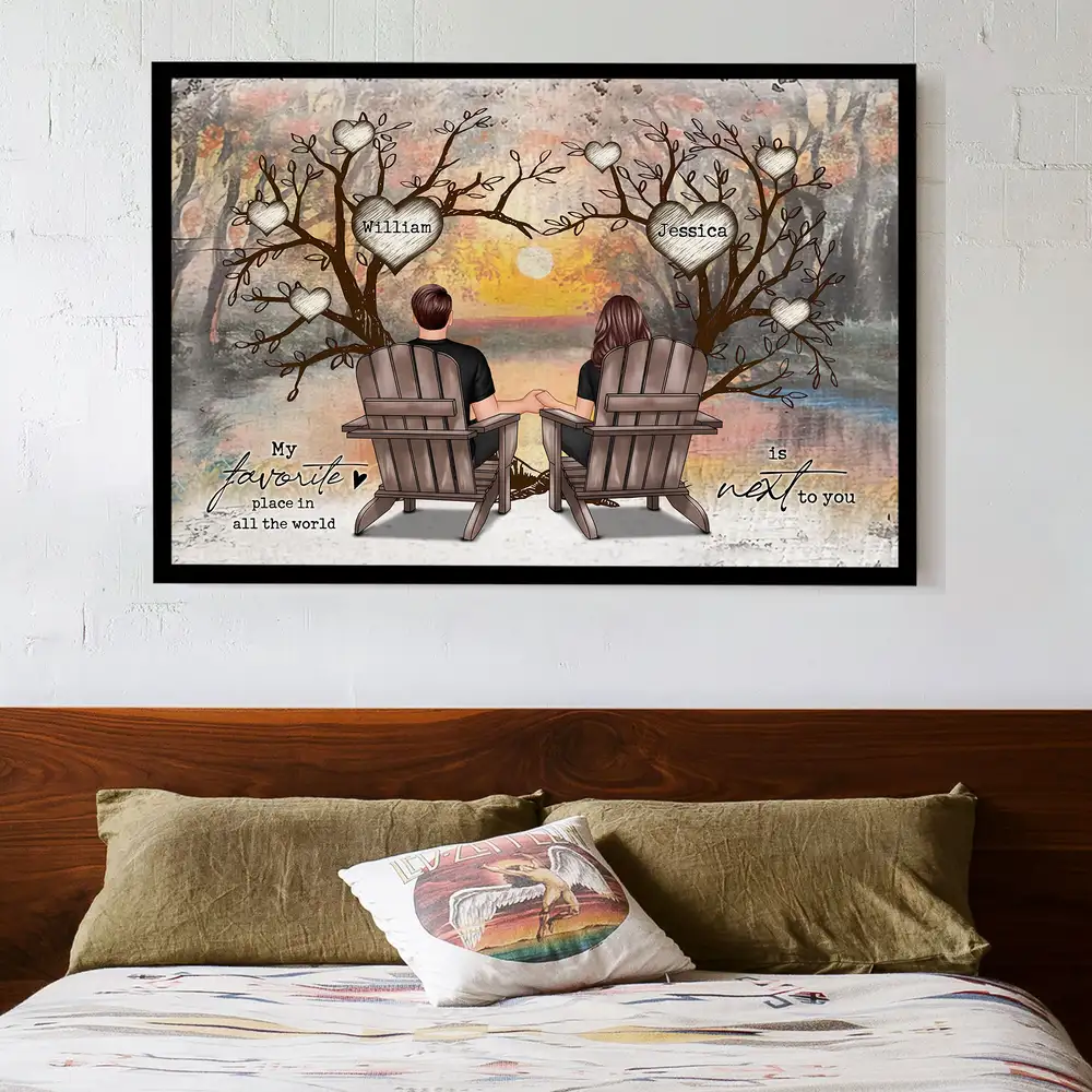 Personalized Tree Themed Poster - My Favorite Place Is Next to You - Custom Romantic Gift for Couples, Anniversary, Valentine’s Day - Image 2