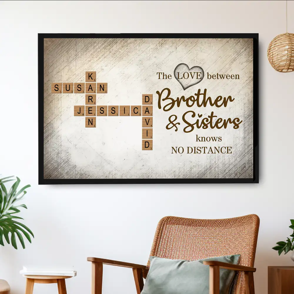 Personalized Brothers & Sisters Family Poster or Canvas – Scrabble Tile Design with Names, Perfect Gift for Siblings on Birthday or Family Reunion - Image 2