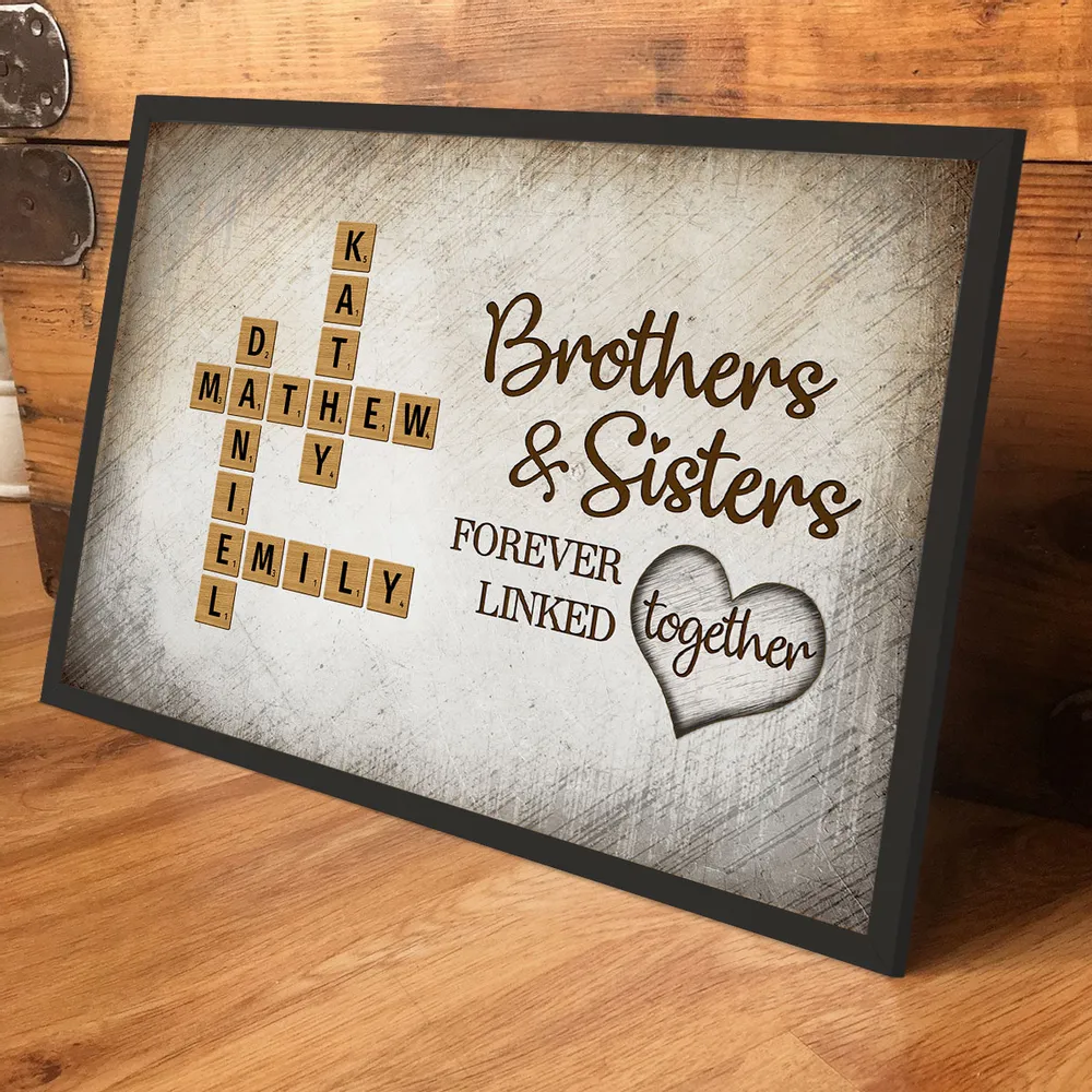 Personalized Brothers & Sisters Family Poster or Canvas – Scrabble Tile Design with Names, Perfect Gift for Siblings on Birthday or Family Reunion - Image 9