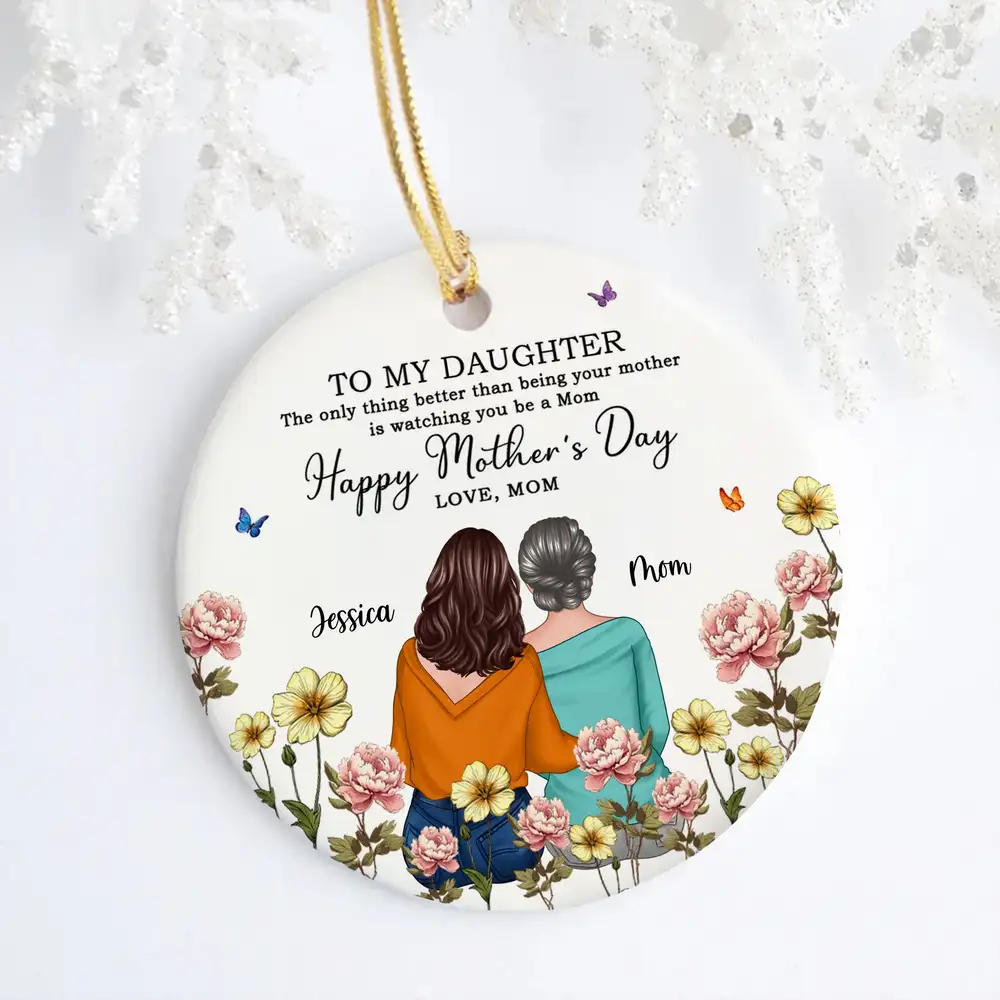 To My Daughter – Personalized Birth Month Flower Ceramic Ornament and More – A Special Gift for Daughter - Image 5