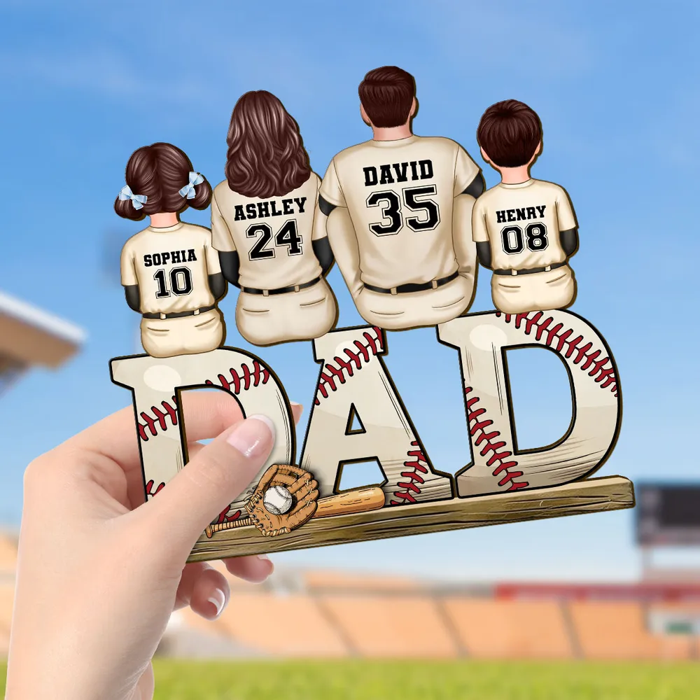 Family Baseball Theme – Custom Wooden Plaque for Dad, Personalized with Family Members and Jerseys – Ideal Father’s Day Gift - Image 2