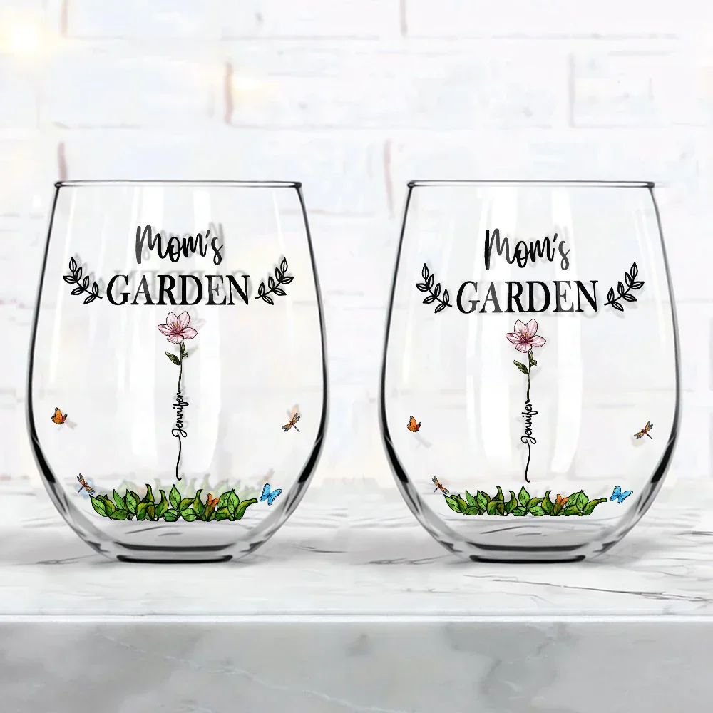 Grandma's Garden Personalized Wine Glass – Custom Floral Design with Loved Ones' Names, Ideal Mother’s Day Gift for Grandmothers, Wine Glass - Image 7