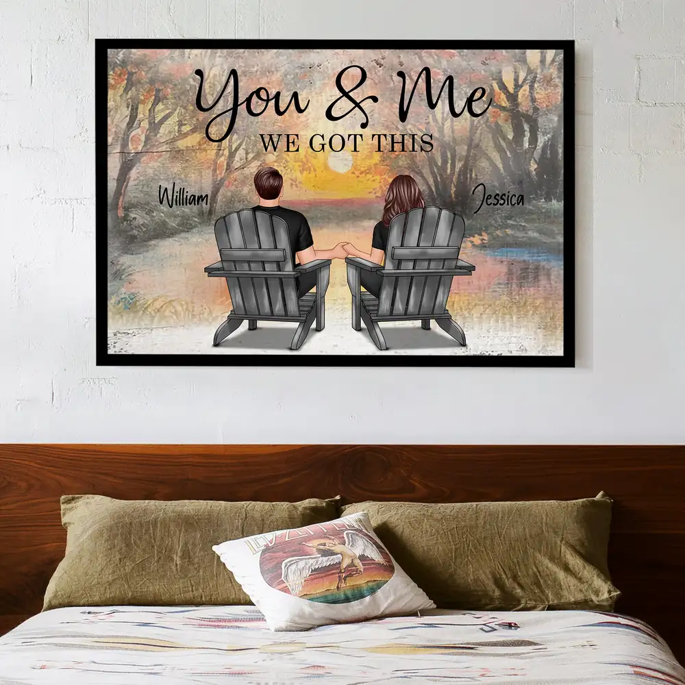 You & Me – We Got This Personalized Poster, Romantic Beach Gift for Couples, Hand-in-Hand, Love on the Shore - Image 2