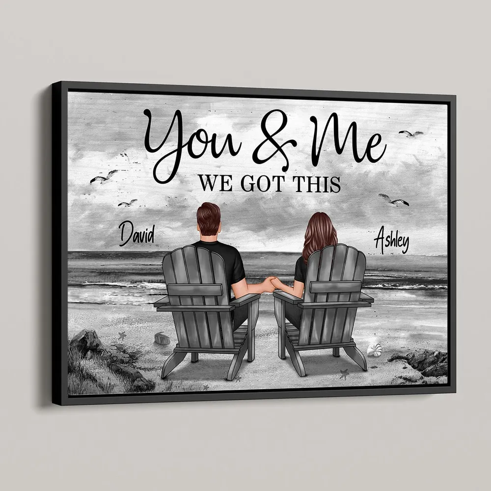 You & Me – We Got This Personalized Poster, Romantic Beach Gift for Couples, Hand-in-Hand, Love on the Shore - Image 5