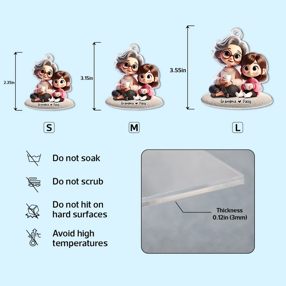 Happy Grandma & Grandkid Sitting Personalized Acrylic Keychain – Custom Gift for Grandparents and Grandkids - Image 10