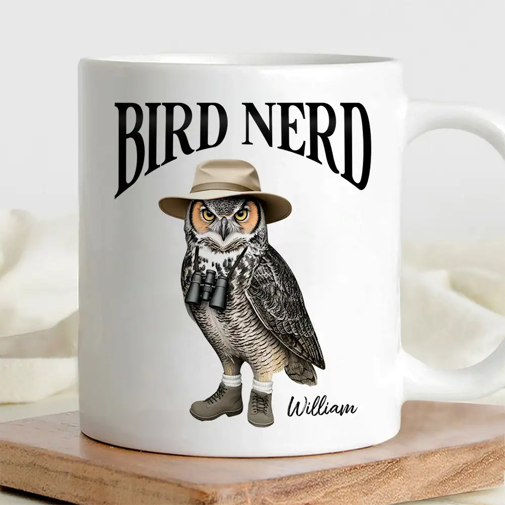 Custom Bird Nerd Mug – 'Bird Nerd' Owl Mug, Perfect Gift for Birdwatchers and Nature Lovers - Image 2