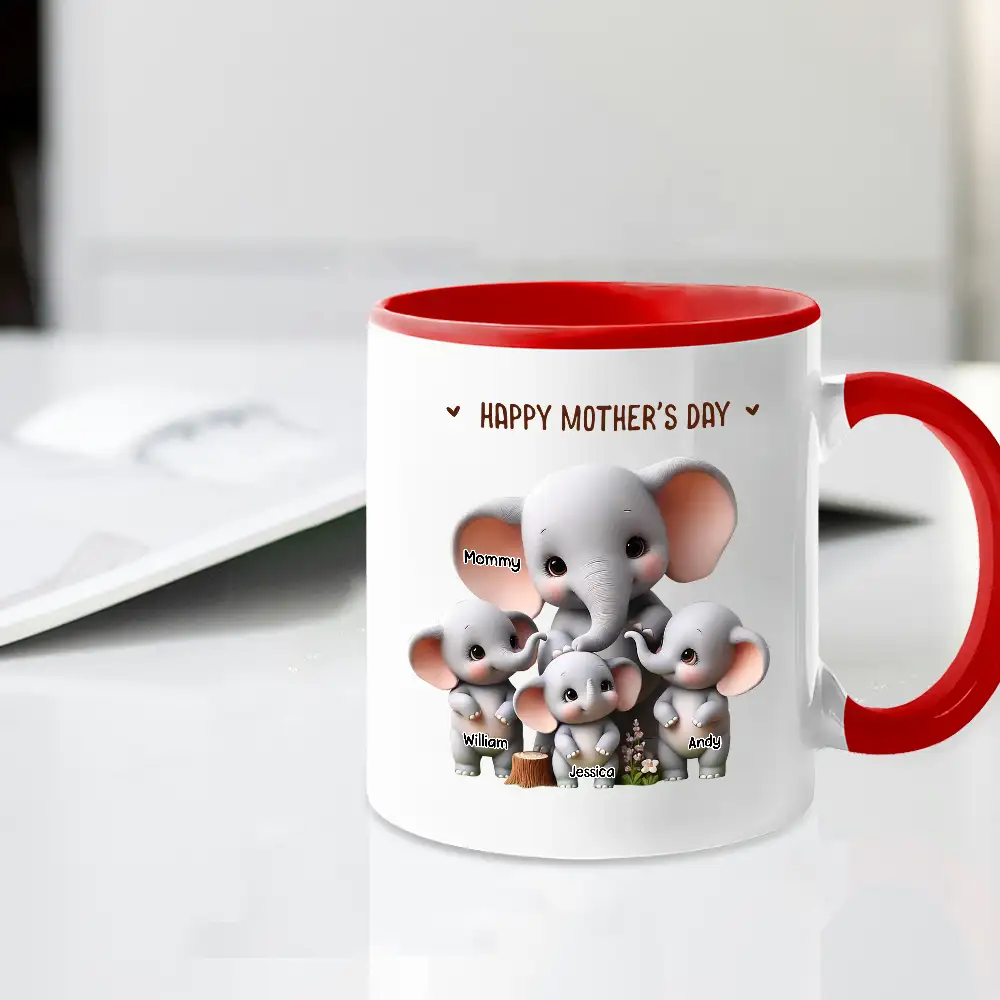 Custom Elephant Mother & Baby Mug for Mom – Personalized Ceramic Cup - Image 2