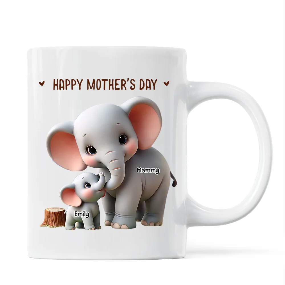 Custom Elephant Mother & Baby Mug for Mom – Personalized Ceramic Cup - Image 8