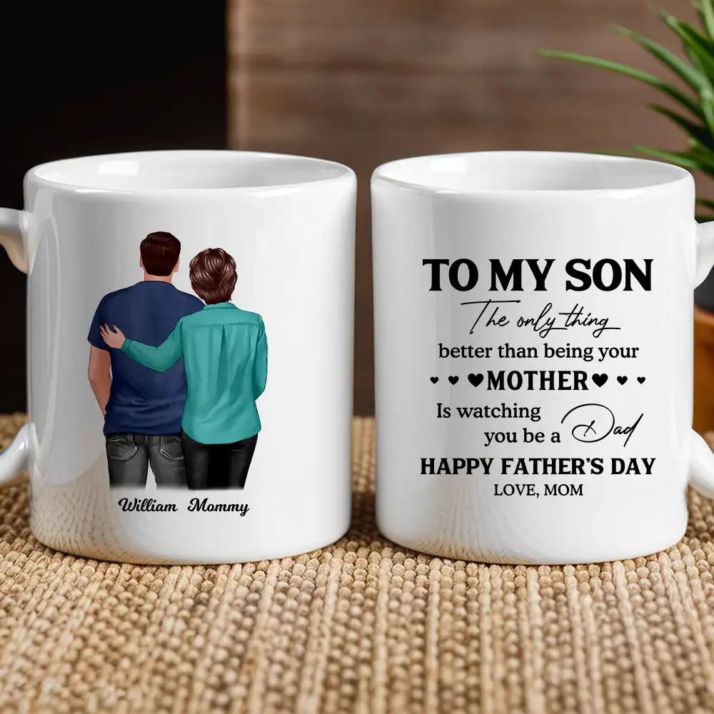 To My Son – Personalized Mug for Father’s Day, Heartfelt Gift from Mom