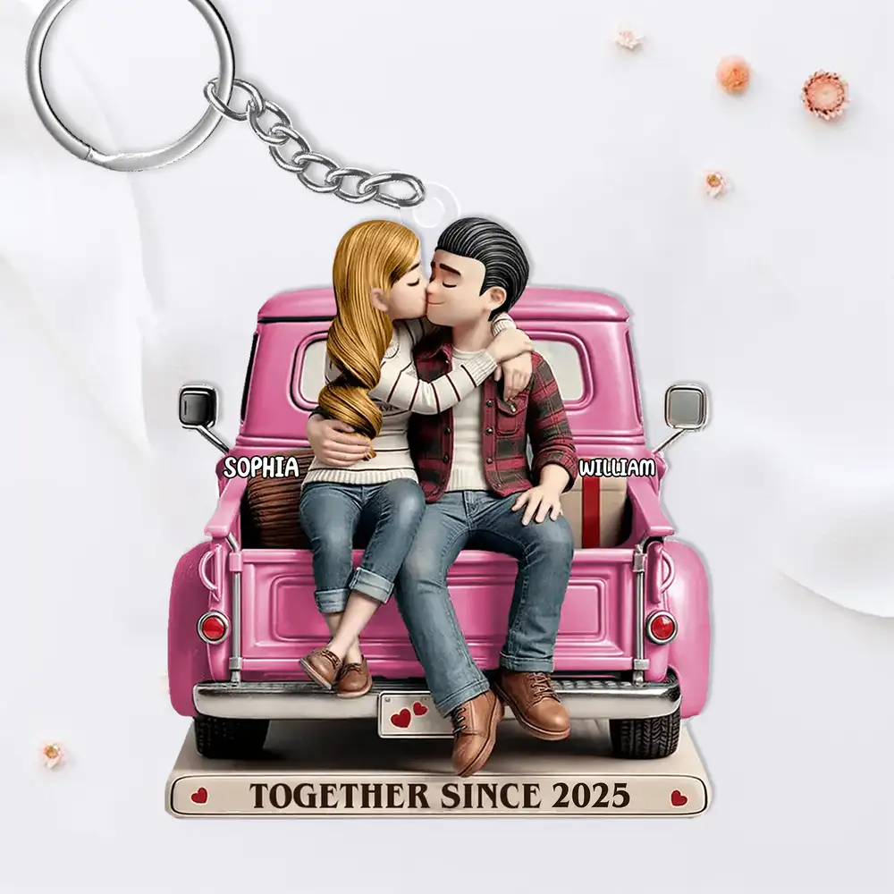 Love and Romance Acrylic Keychain - Personalized Couple Gift - Custom 'Together Since' Keychain for Couples