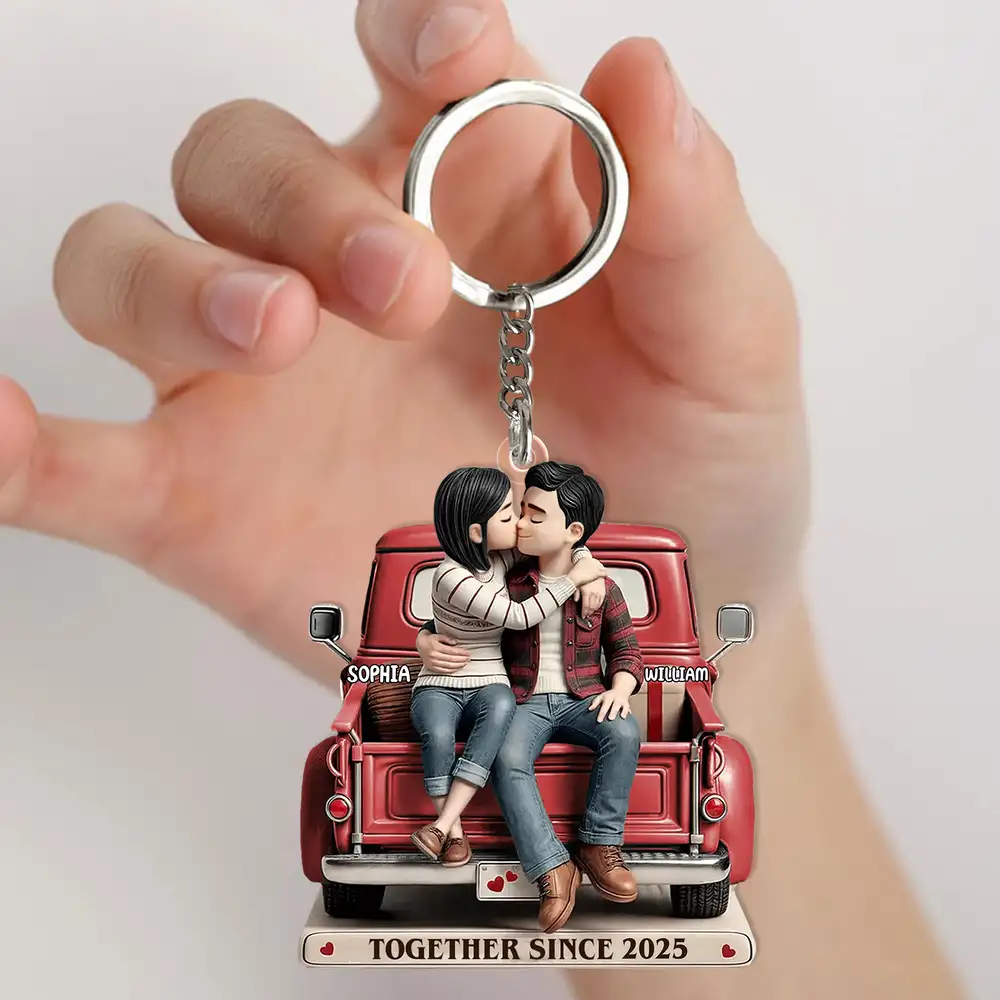 Love and Romance Acrylic Keychain - Personalized Couple Gift - Custom 'Together Since' Keychain for Couples - Image 3