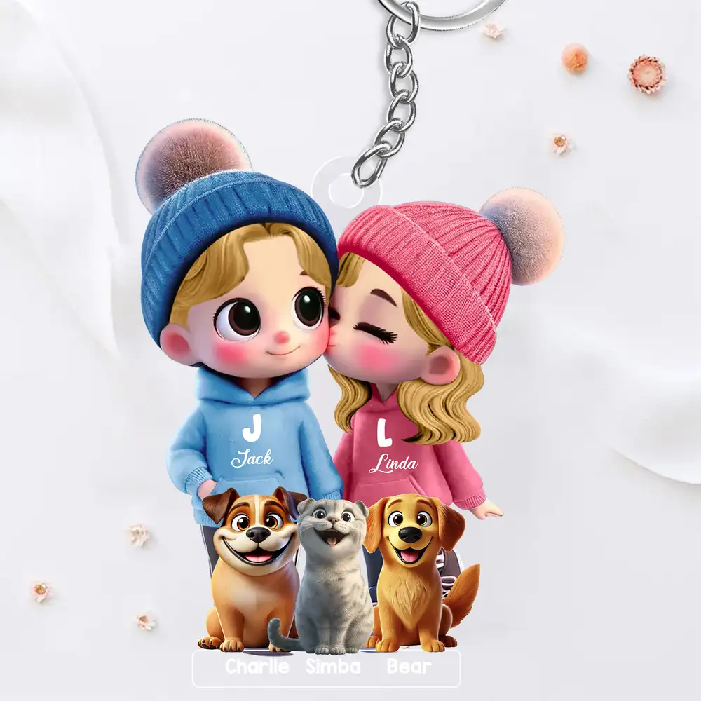 Cute Couple Car Hanger – Perfect Anniversary or Valentine's Day Gift with Personalized Names and Animal Designs - Image 3