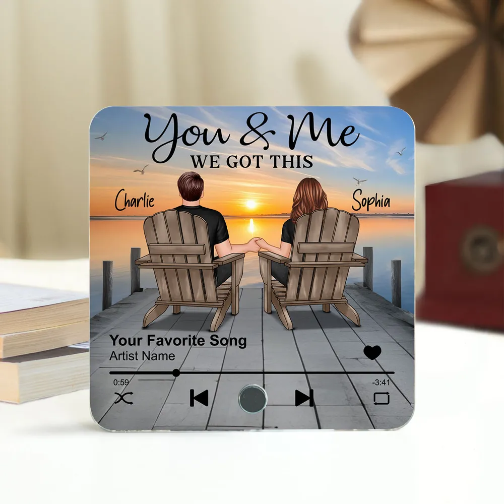 Romantic Couple Hand-in-Hand Acrylic Music Magnet & More – Personalized Anniversary & Valentine's Gift for Couples