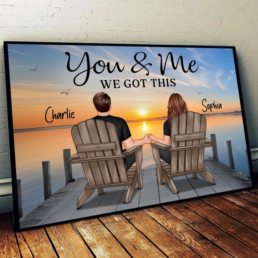 Couple with Pets on the Beach, Poster, Canvas, Keychain, Plaque, and Ornament, Perfect Gift for Her and Dog Loves - Image 5
