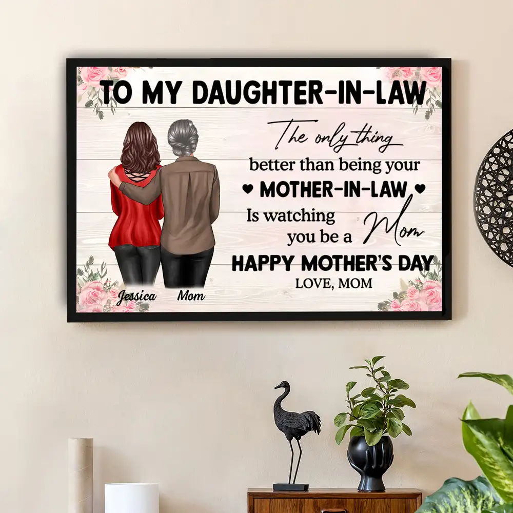 To My Daughter-in-Law Poster & More – Heartfelt Hugging Back View Personalized Gift from Mom, Perfect for Daughter or Daughter In Law