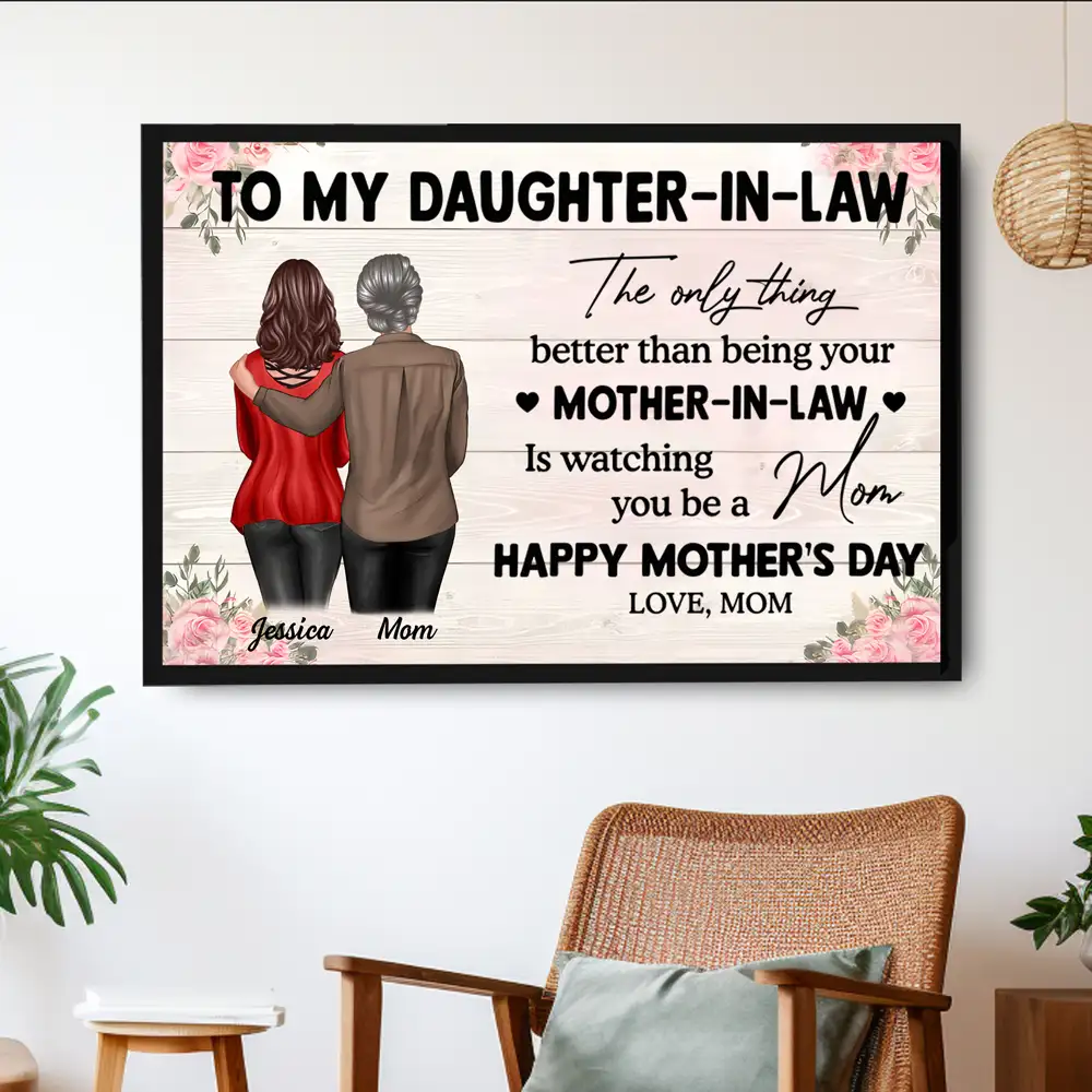 To My Daughter-in-Law Poster & More – Heartfelt Hugging Back View Personalized Gift from Mom, Perfect for Daughter or Daughter In Law - Image 2