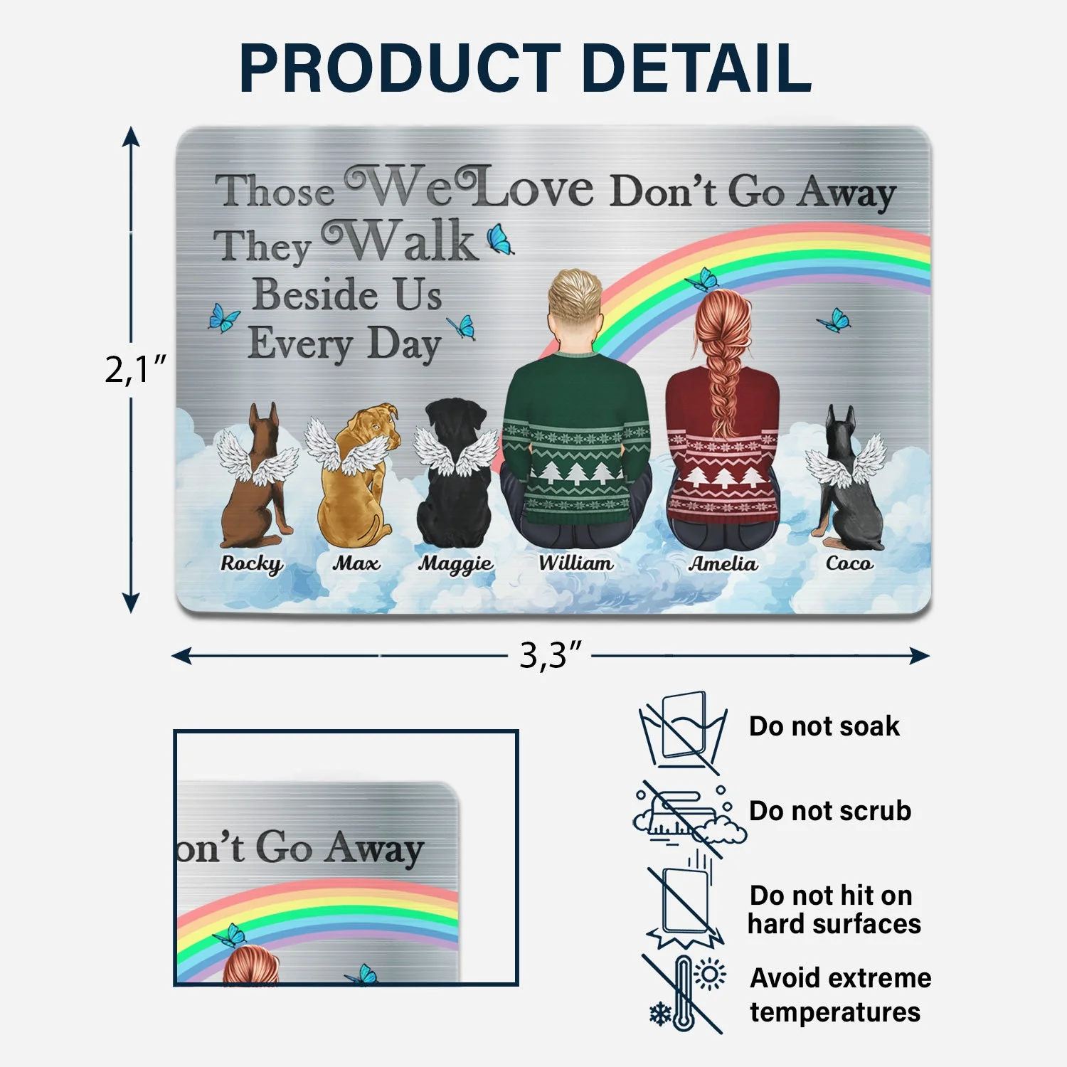 Custom Metal Wallet Card with Rainbow Bridge Design for Pet Sympathy - Image 6