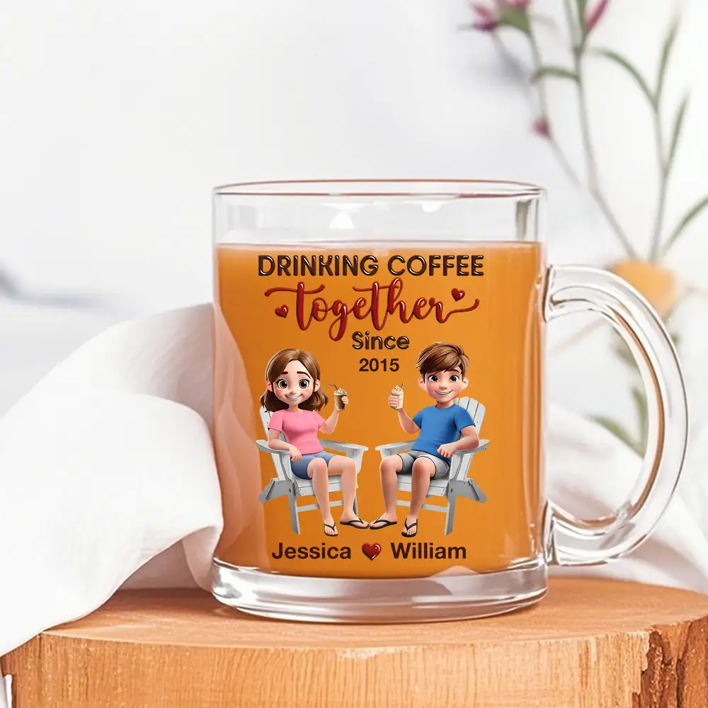 Personalized Couple's Glass Mug - Custom Year Anniversary Gift - Image 2