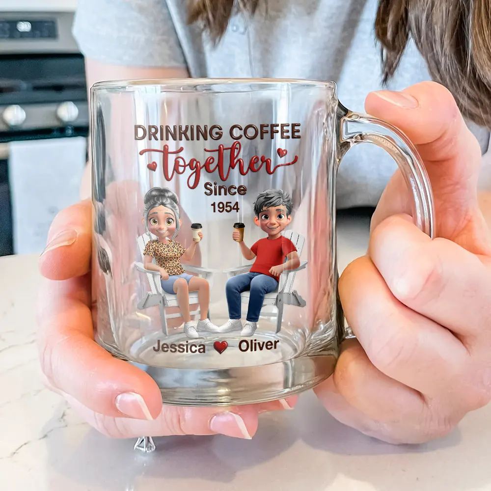 Personalized Couple's Glass Mug - Custom Year Anniversary Gift - Image 5
