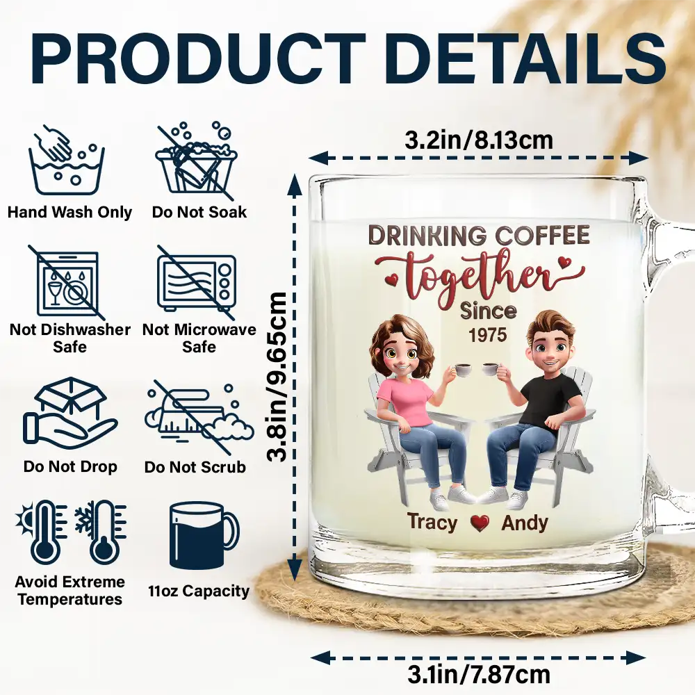 Personalized Couple's Glass Mug - Custom Year Anniversary Gift - Image 7