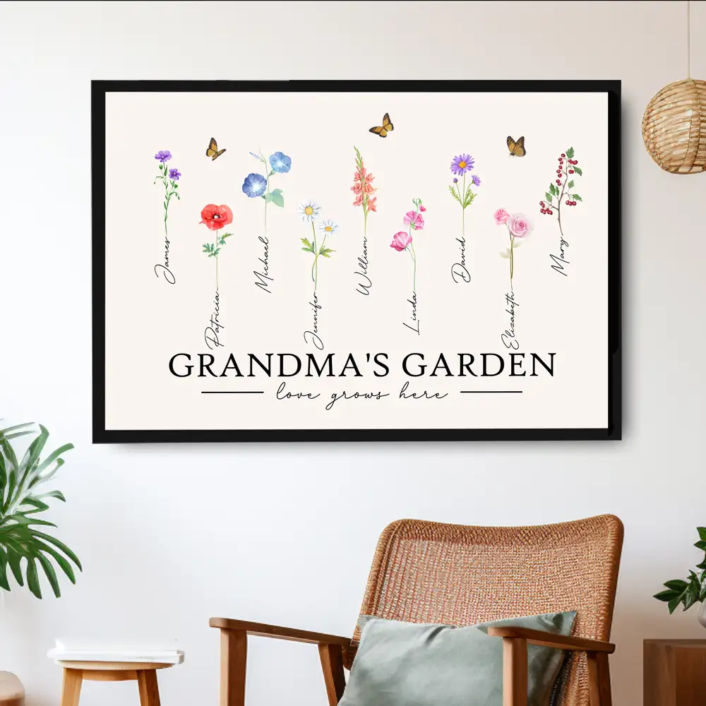 Personalized Flower Name Art Poster/Canvas Gift for Grandmother - Image 2