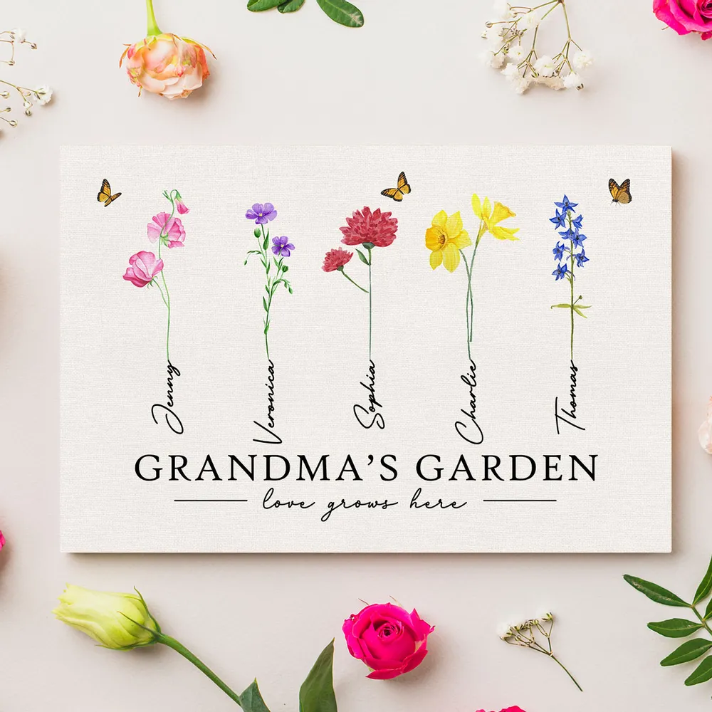 Personalized Flower Name Art Poster/Canvas Gift for Grandmother - Image 6