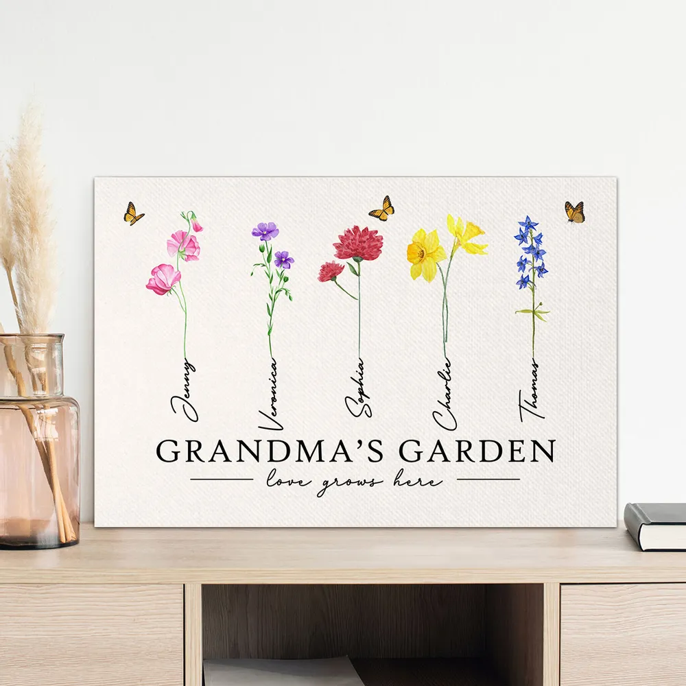 Personalized Flower Name Art Poster/Canvas Gift for Grandmother - Image 8