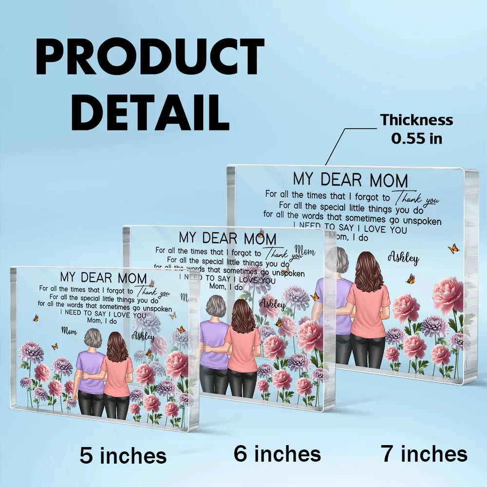 Mother-Daughter Acrylic Plaque with Flower Field Design - Image 11