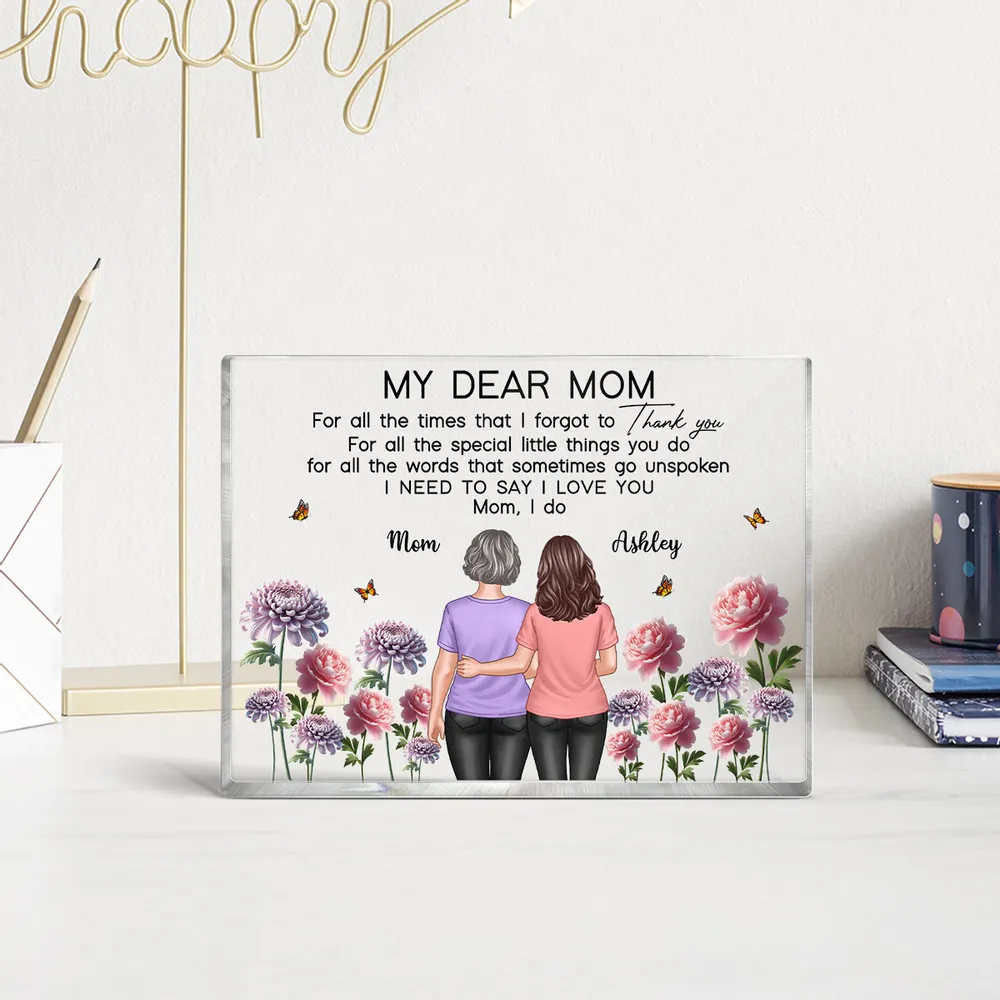 Mother-Daughter Acrylic Plaque with Flower Field Design - Image 3