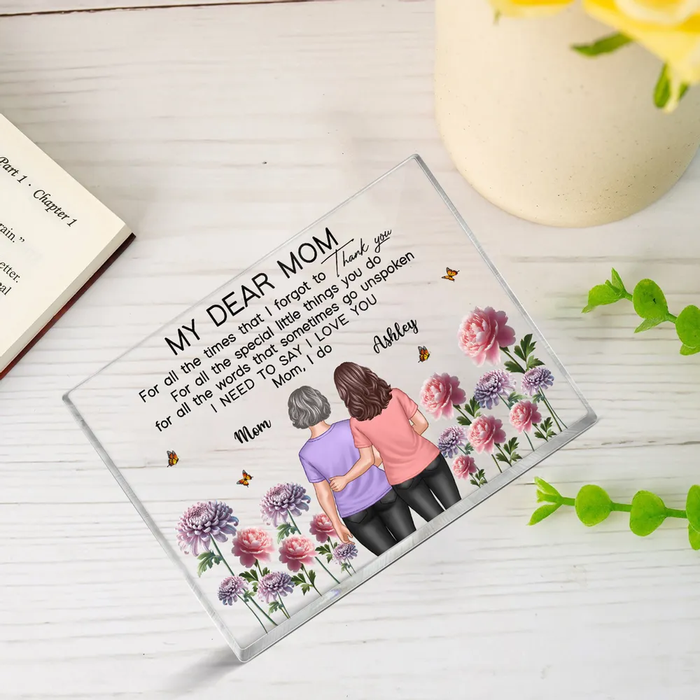 Mother-Daughter Acrylic Plaque with Flower Field Design - Image 4