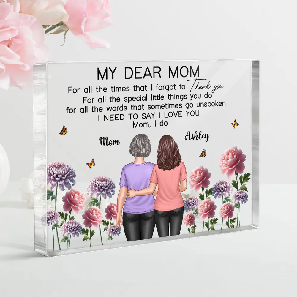 Mother-Daughter Acrylic Plaque with Flower Field Design - Image 9