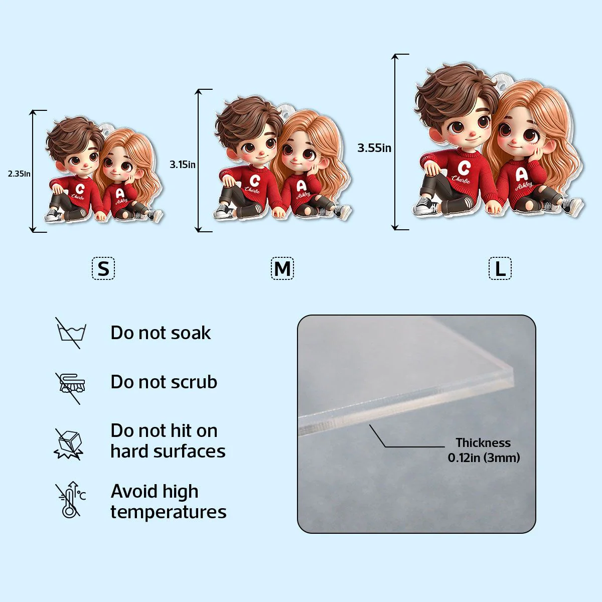 Personalized Cartoon Couple Acrylic Keychain, Creative Keepsake Gift for Anniversaries - Image 10