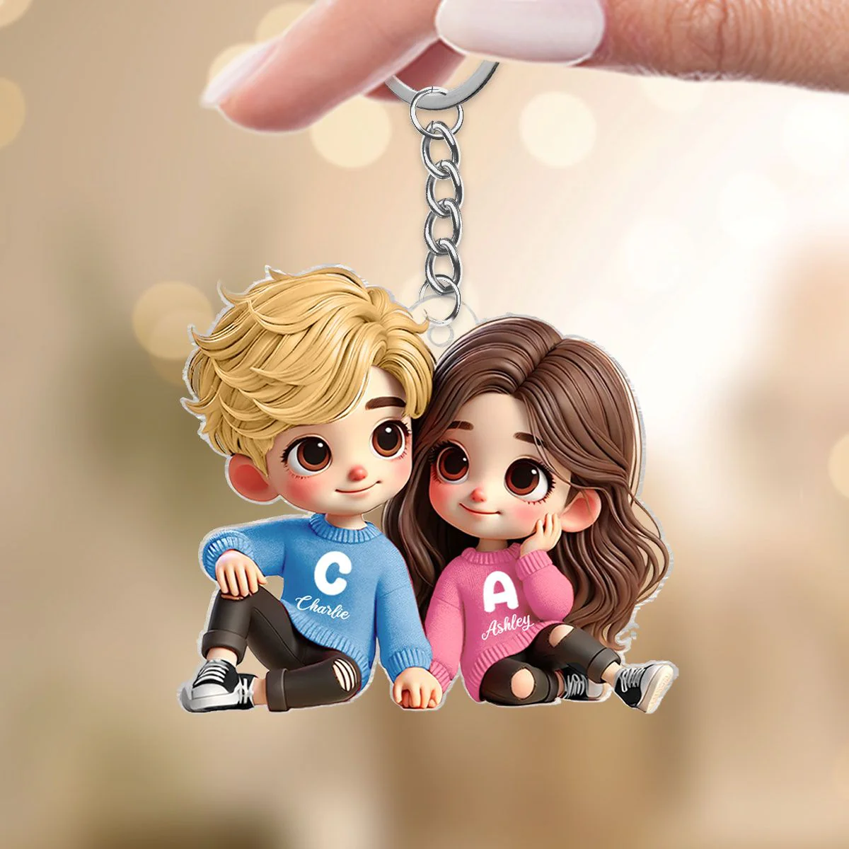 Personalized Cartoon Couple Acrylic Keychain, Creative Keepsake Gift for Anniversaries - Image 6