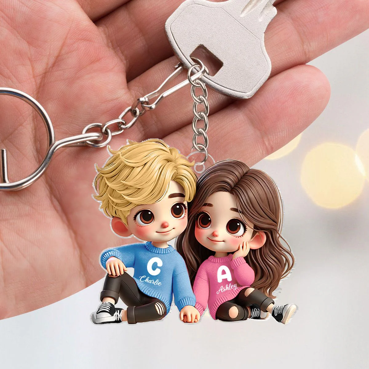Personalized Cartoon Couple Acrylic Keychain, Creative Keepsake Gift for Anniversaries - Image 8