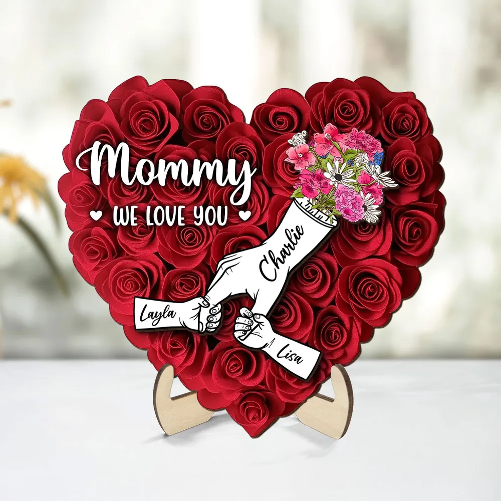 Personalized Wooden Plaque with Hands Design for Mother's Day Gift
